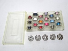 Vintage Lot 23 Sewing Machine 10 Hole Metal Bobbins Bobbinbox of 18 5 more