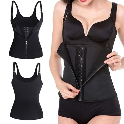 Mujeres Neopreno Entrenador de Cintura Modelador Cremallera Corsé Chaleco Cuerpo Sudor Abdomen Control Cremallera - Imagen 11 de 17