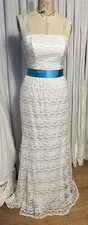 Galena Davids Bridal Womens Strapless Fit Flare Ivory Lace Wedd. Dress Sz4 Used