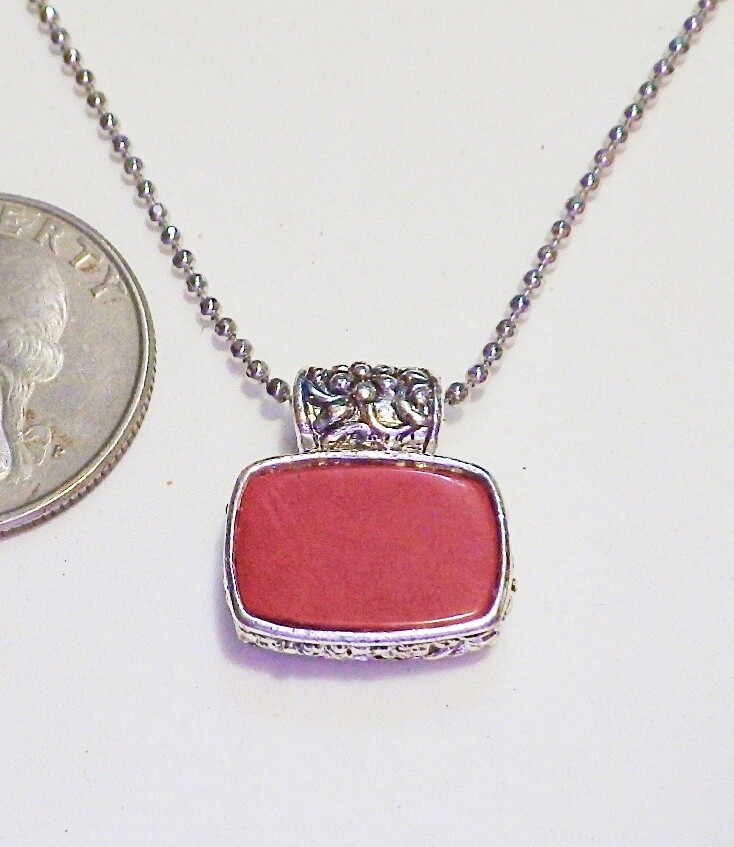 Red-Brown Jadeite Stone Rectangular Pendant Neckl… - image 1