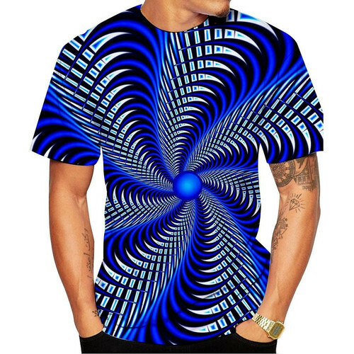 Abstract Wavy Psychedelic Men's Short Sleeve Shirt
