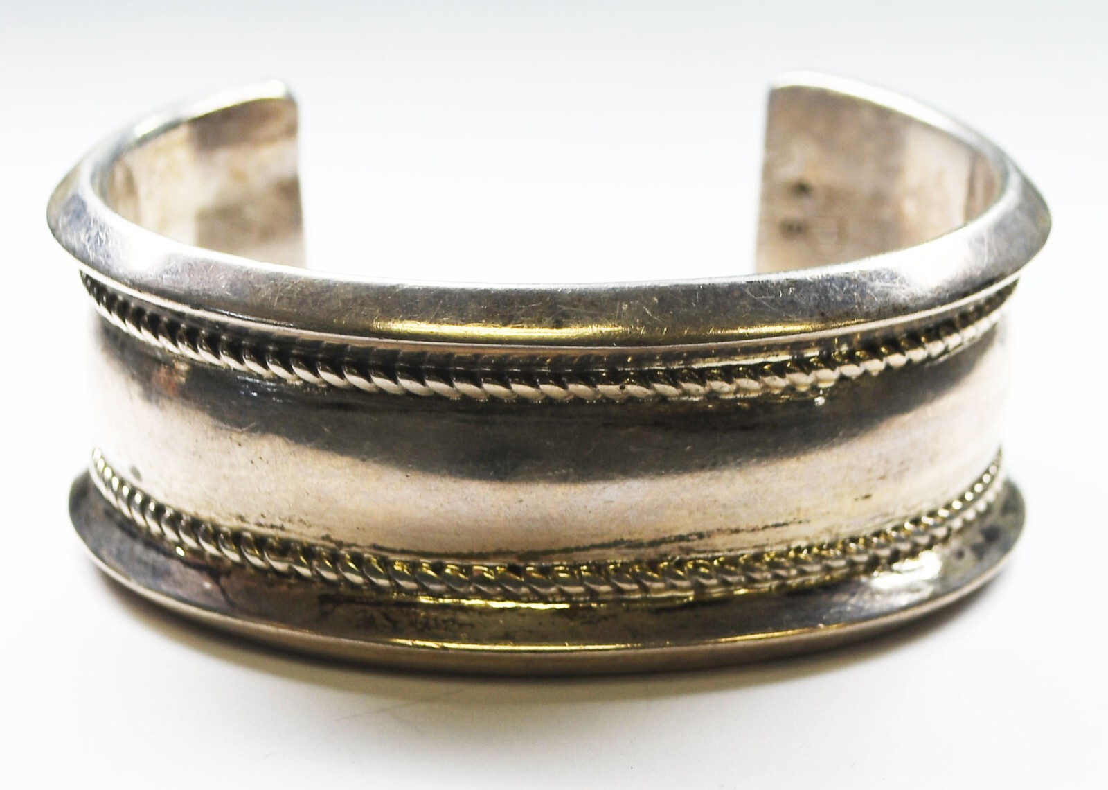 Sterling Silver Signed AD 28mm Solid Cuff Bracele… - image 4