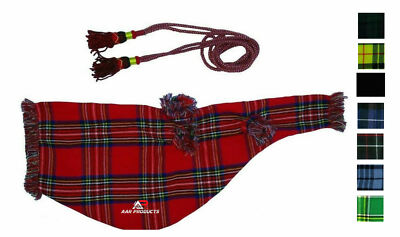 Bagpipe Cover Set with Cord Scottish Highland all Tartans Royal Stewart 30''X12'' 