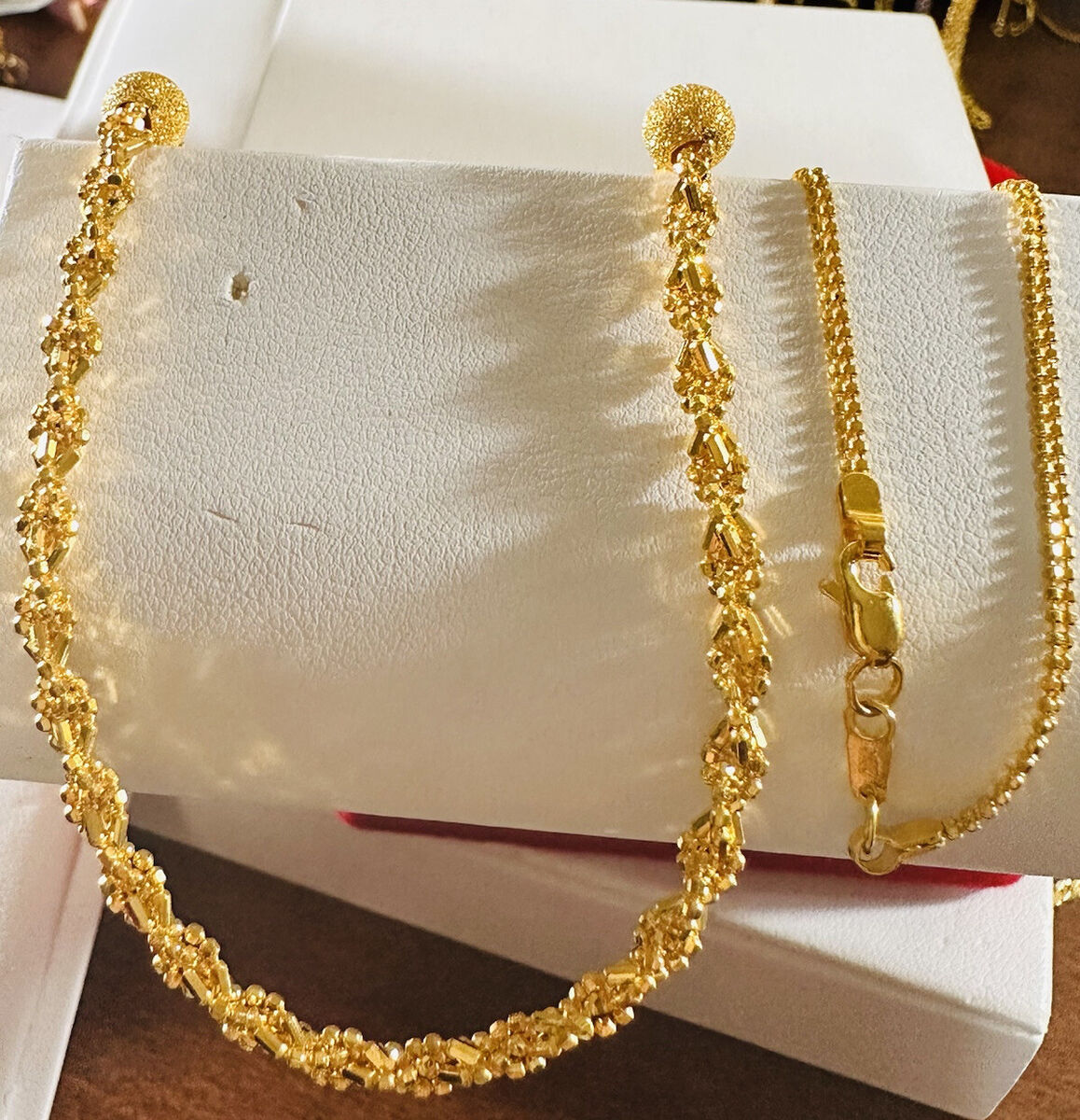 Solid 22K 916 Fine Real Dubai Gold 16” Long Ladies Necklace Solid 22K 916 Fine Real Dubai Gold 16” Long Ladies Necklace