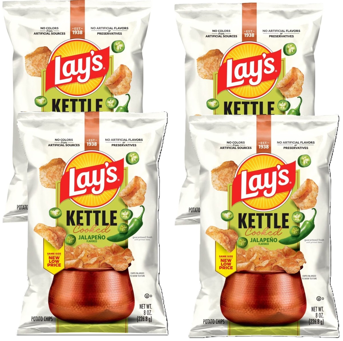 Lay's Jalapeno Potato Chips Kettle Cooked Crunchy Spicy New Style