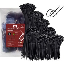Zip Ties Assorted Sizes 700 Pack 4 6 8 10 12 Inch Cable Ties Heavy Duty 40lbs...