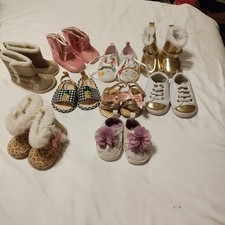 Lot Of 9 Pairs Of Baby Girl Shoes/Boots NB- 9 Months 