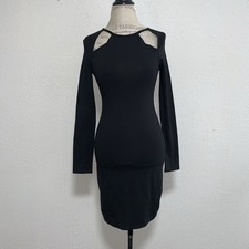 Express Black Bodycon Dress Cut Out Long Sleeve Cotton Spandex Size S