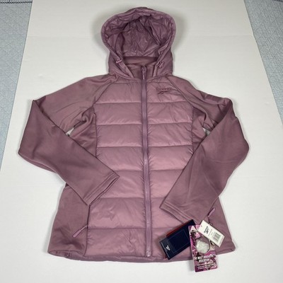 $140 Reebok Quilted Puffer Jacket Women's Medium Hooded Insulated Purple