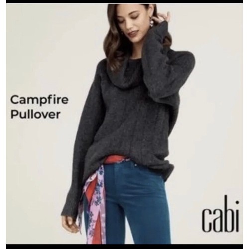 Cabi Women Campfire Pullover Knit Sweater Gray Cowl Neck Size L 4096