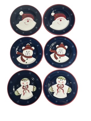 6 Christmas Twilight Salad Dessert Plates The Cellar Santa Bear Gingerbread Man
