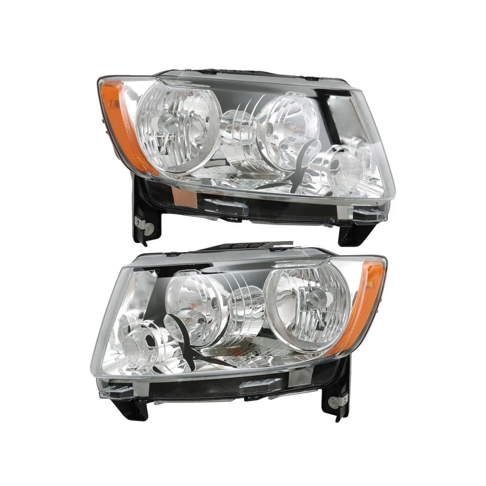 For 2011-17 Compass 2011-2013 Jeep Grand Cherokee Pair Halogen Headlights Chrome Foto 2 de 4