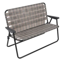 CAMP & GO High Seat Outdoor Double Wide Loveseat Web Folding Chair, Grey, 45....