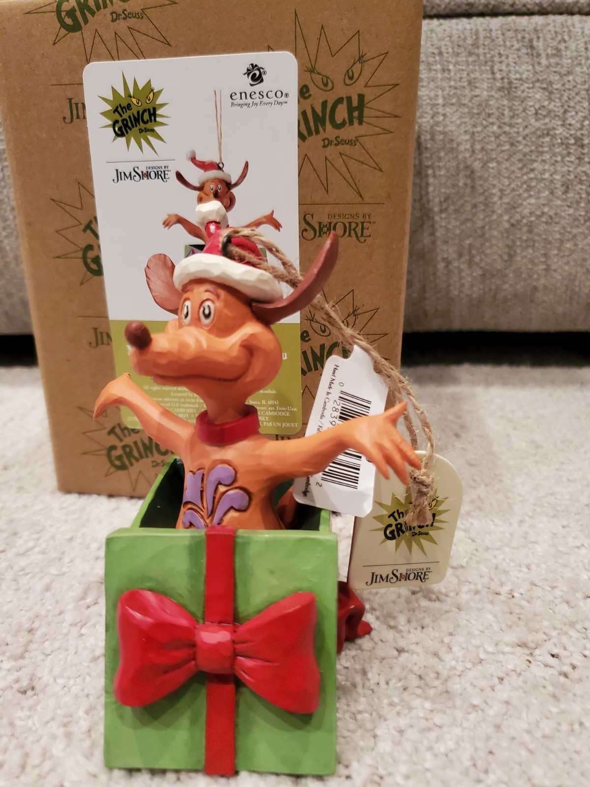 Jim Shore - Grinch Max in Present 6017079 hanging figurine ornament - Christmas