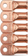 5 Pack AWG 2/0 5/16 Inch Copper Wire Lugs Heavy Duty Batter Size: AWG 2/0 5/16