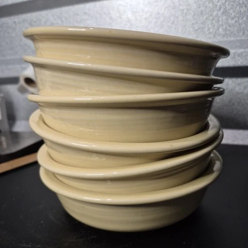 Set of 6 Vintage Light Yellow Fiesta Fiestaware HLC 7" Fruit Cereal Bowl USA