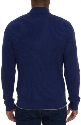 New Robert Graham Taranto Rib Full Zip Cardigan in Navy SZ.L NWT