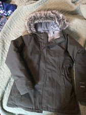 The North Face DryVent 550 Girls Puffer Jacket Coat Gray Faux Fur Hood L 14/16