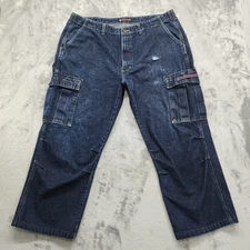 Vintage Y2K Ralph Lauren Polo Jeans Co Mens 40x32 Dark Wash RL2 Cargo Distressed
