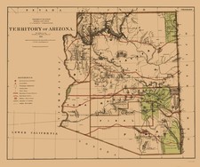 Historic State Map - Arizona Territory - GLO 1876 - Vintage Wall Art