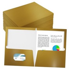 Pack 2 Pockets Glossy Laminated Paper Folder First Day of School 100 Gold