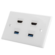 2-Port 2 Port USB3.0 Coupler Cover Video HDTV Wall Plate Panel