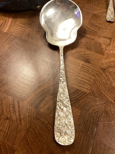 S. KIRK & SON ?  REPOUSSE Sterling Silver 9" Serving Spoon- 110 Grams- 3.90 OZ