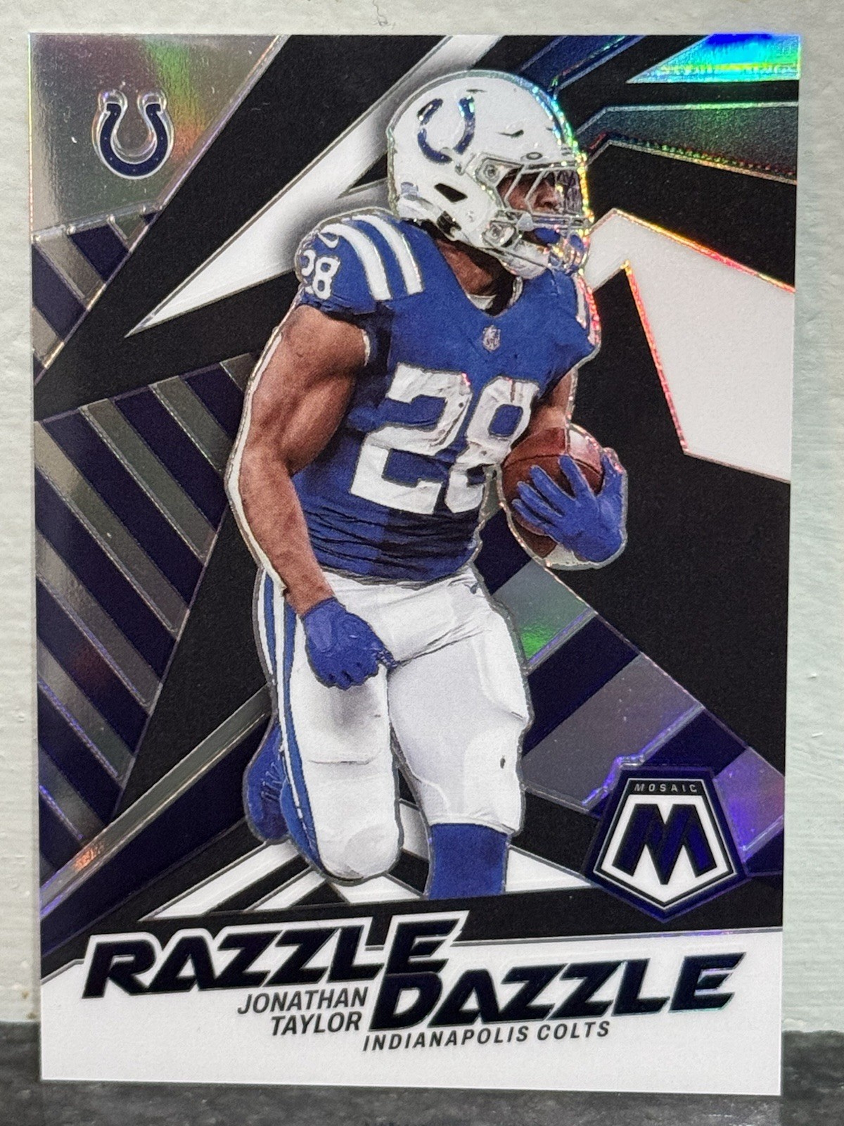 Jonathan Taylor 2022 Panini Mosaic Razzle Dazzle Mosaic Prizm SSP Colts Case Hit