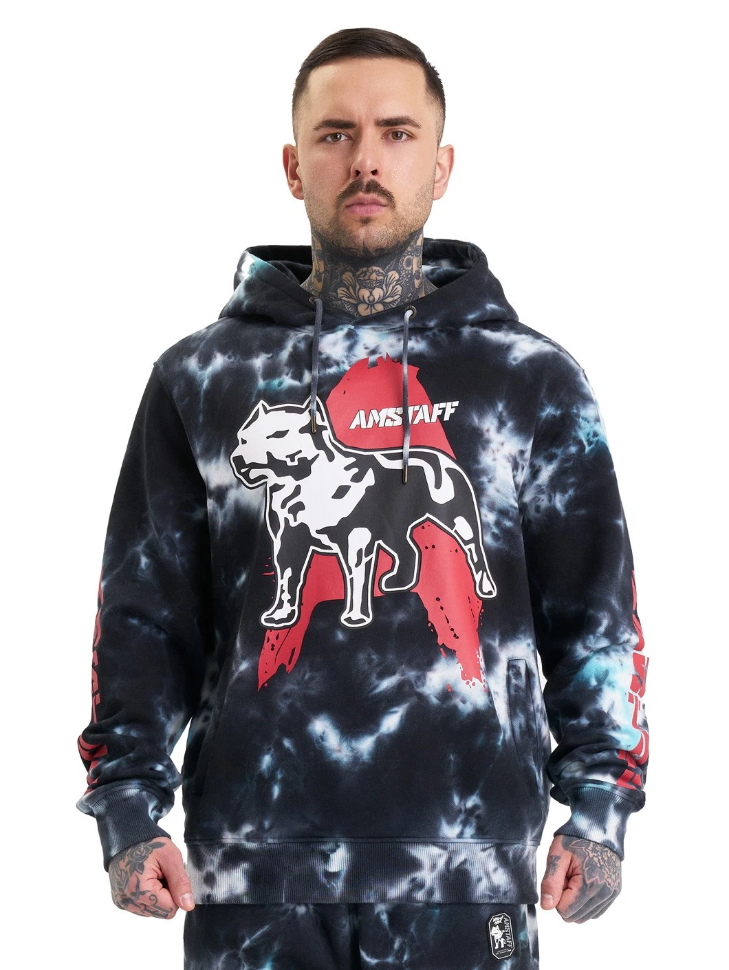 SACAI Felpa con cappuccio uomo Amstaff Tempest felpa tie dye effetto batik