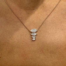 1.30 Ct Lab Grown Marquise Cut Diamond Necklace, 14K Rose Gold Necklace