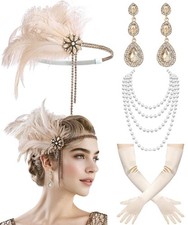 1920s Flapper Gatsby Accessories Roaring 20's Accessories for Women Champagne