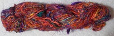 Recycled Sari Silk Yarn; 1 hank; about 100 gms; Multicolored; See photo
