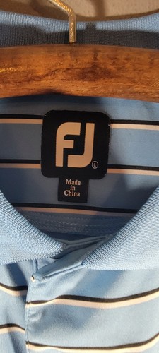 FootJoy Polo da Golf Uomo Blu con Righe Bianche e Nere Taglia Large - Foto 4 di 4
