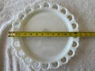 Vintage 60s Anchor Hocking Scalloped Lace Edge Milk Glass 12” Medium Torte Plate
