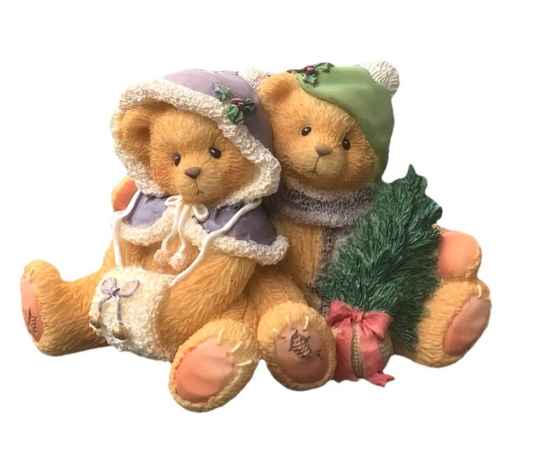 Cherished Teddies Cheryl & Carl Wishing Cozy Christmas Tree Dble Figurine 141216