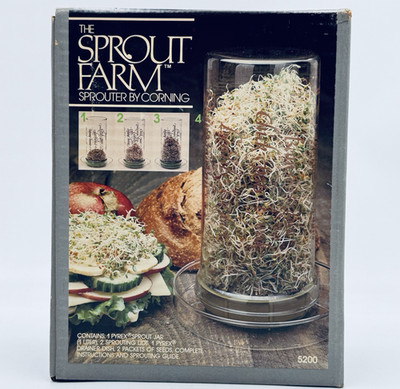 Vintage PYREX Sprout Farm Sprouter Corning 5200 Glass Jar Hydroponic System Box