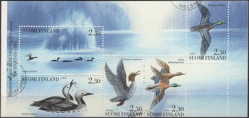 Finland 1993 Mi 1223-1227 MH 35 booklet complete, used VF - Water Birds - Picture 4 of 4