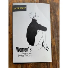 Everswe Women's Fashion Pantyhose Black Control Top Sheer Legs Size L