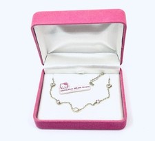 Hello Kitty .925 Silver Bracelet 2008 Sanrio Pink Zirconia Charms w/ Box