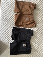 2 Pairs Carhartt Boys Cargo Pants Brown Black Nylon Blend Elastic Waist Size 5