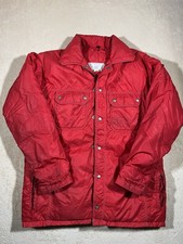 Vintage 60s 70s Gerry Down Work Puffer Jacket Red Snap Trucker Quilted USA