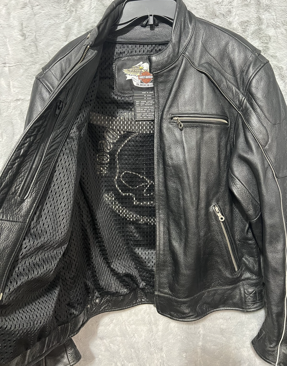Harley-Davidson Men's Black Reflective Leather Motorcycle Jacket