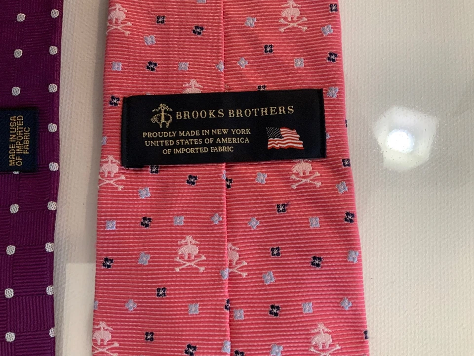 "Lote de 3 corbatas geométricas de jacquard de seda Brooks Brothers para hombre EE. UU. 3,25""x58"" usadas en excelente estado" Foto 3 de 4