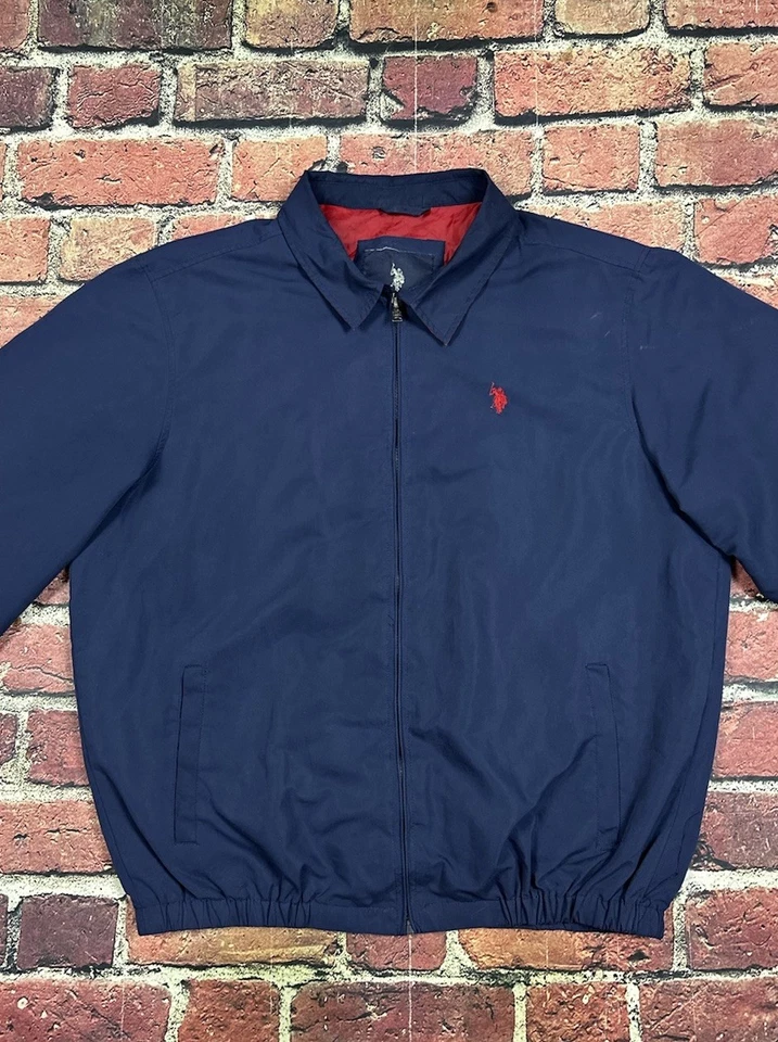 US Polo Assn Harrington Windbreaker Full Zip Bomber Jacket Men’s XXL Navy Blue - Image 3 of 4