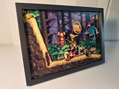 Handgemachtes 3D Retro Gaming Shadowbox Bild Donkey Kong Fanart - Geschenk Deko