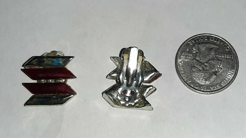 Vintage clip on earrings arrows silver and brown 3/4" - Picture 3 of 3