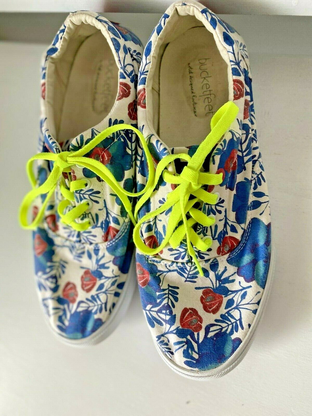 SNEAKERS  by BUCKET FEET (10) STUNNING DESIGN💙🌺 & COLORS.   EUC-image