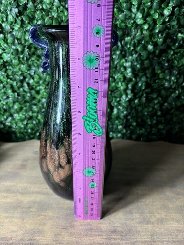 Art Glass Shimmer Dale Tiffany Applied Handles Vase 9” - Picture 13 of 14
