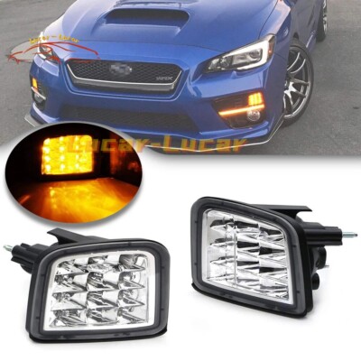 Clear Lens Amber Led Turn Signal Lamp for 15-18 Subaru WRX STi Front Corner Lamp