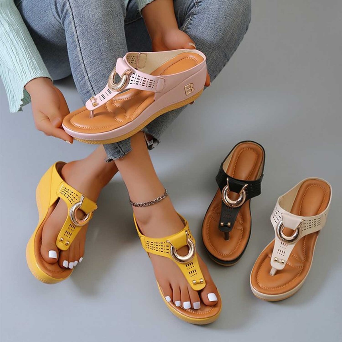 Women Anti-Slip Orthopedic Sandals Casual Beach Comfy Shoes Flip Flops Mid-Wedge | eBay Women Anti-Slip Orthopedic Sandals Casual Beach Comfy Shoes Flip Flops Mid-Wedge | eBay